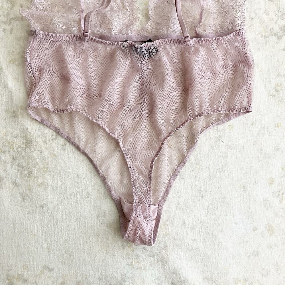 Victoria's Secret Medium Lace Thong Teddy Mauve Crossback Purple Pink Lingerie - Picture 5 of 9